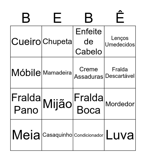 CHÁ DE BEBE DA ANA LÍVIA Bingo Card