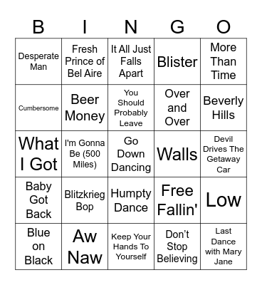The Rough Cut ~ Band Bingo Card