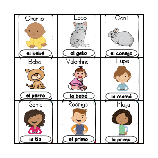 Familia Bingo Card