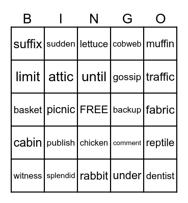 VCCV Bingo Card