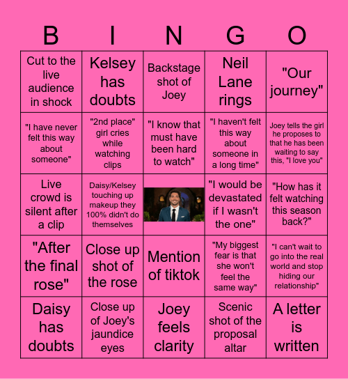 Bachelor finale BINGO Card