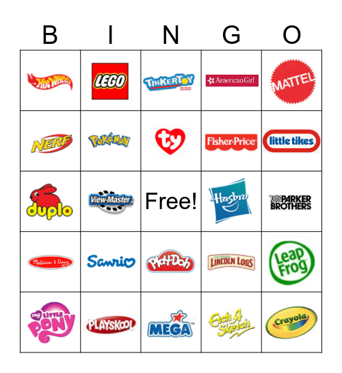 Famous Toy Brand Logos Bingo Card