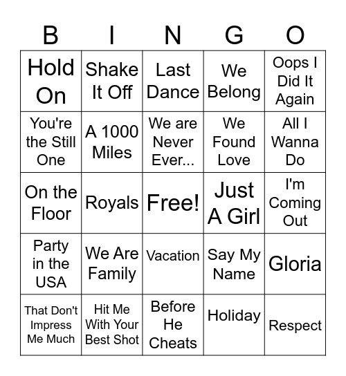 GIRL  POWER BINGO Card