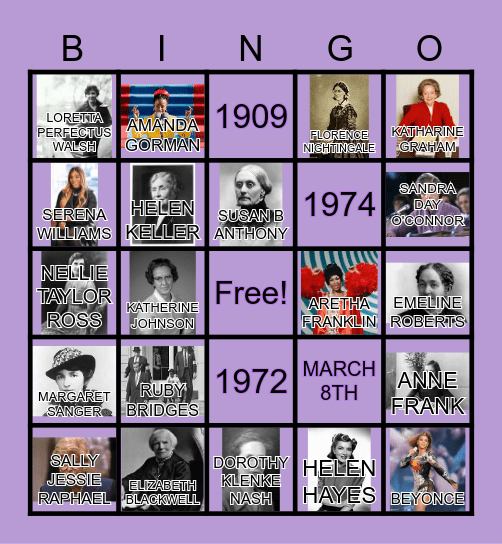 WOMEN'S HISTORY MONTH Bingo Card
