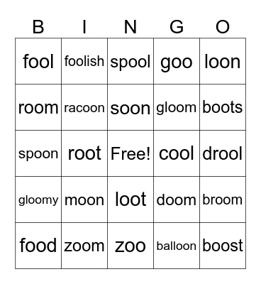 oo in food BINGO Card