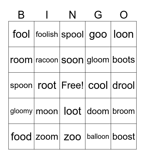 oo in food BINGO Card