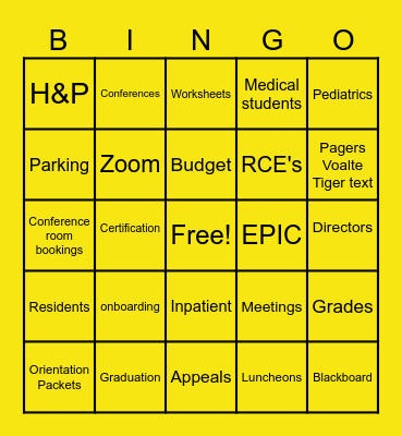 Coordinator World Bingo Card