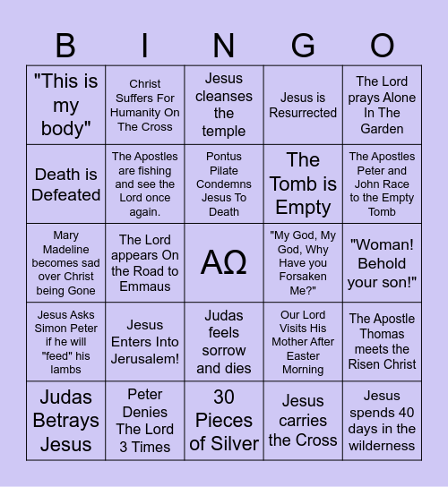 Faith Formation B-I-N-G-O Bingo Card