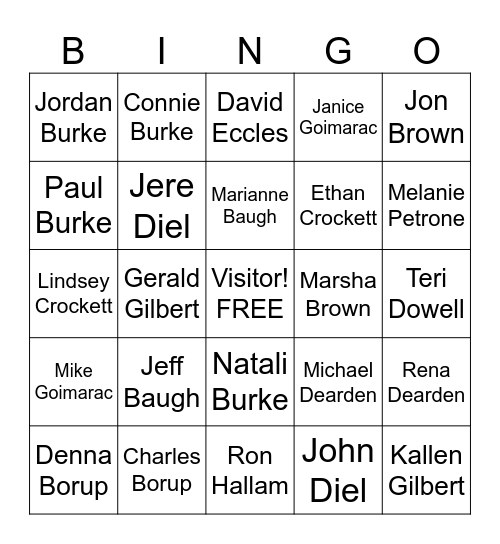 Sedona Ward Bingo! Bingo Card