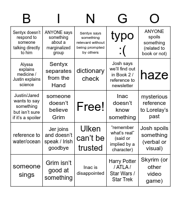 An Ocean of Others Ch 26 Bingo Card