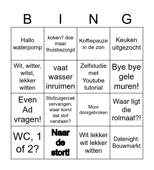 Klusjes bingo kaart Bingo Card