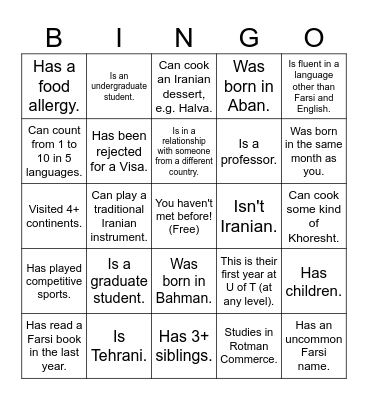 Find someone who... Bingo Card