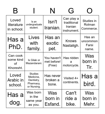 Find someone who... Bingo Card