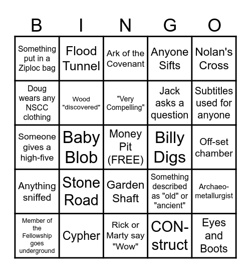 Curse of Oak Island Bingo Card