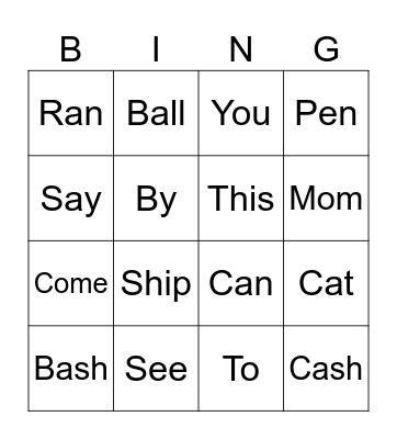 Digraph, Sight Words, CVC Words Bingo Card