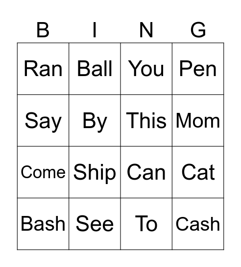 Digraph, Sight Words, CVC Words Bingo Card