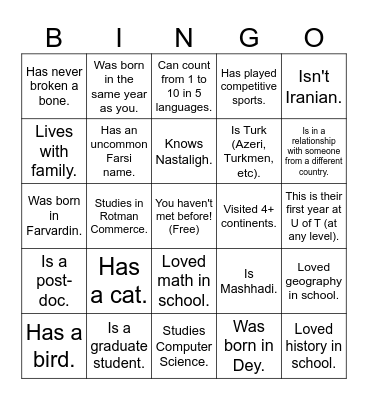Find someone who... Bingo Card
