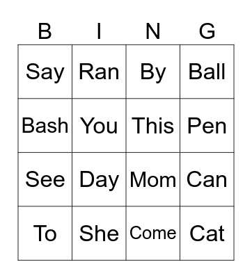 Digraph, Sight Words, CVC Words Bingo Card