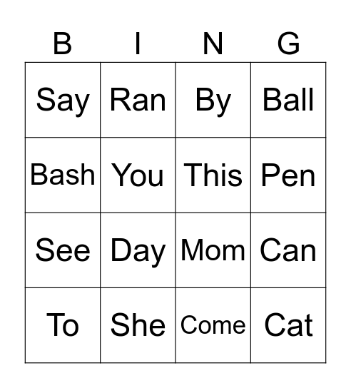 Digraph, Sight Words, CVC Words Bingo Card