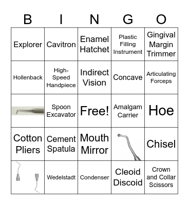 Dental Instruments Bingo Card