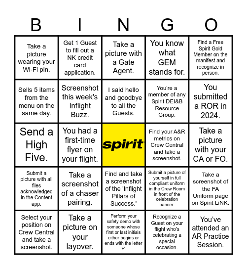 Flight Attendant Appreciation Day Bingo Card