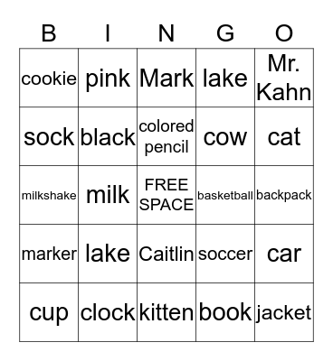 /k/ Bingo Card