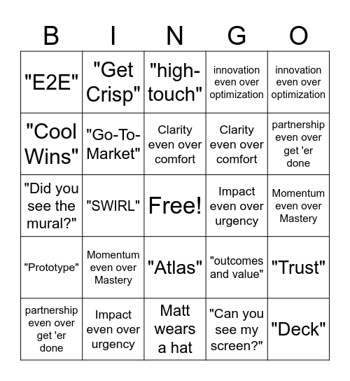 CSD EVEN OVERS Bingo Card