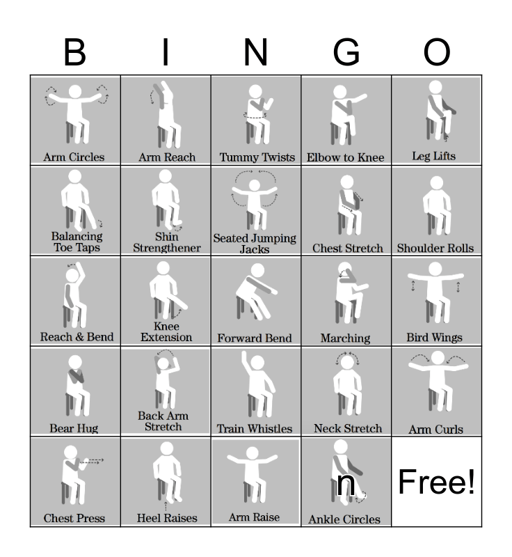 Chair Exercise Bingo Card