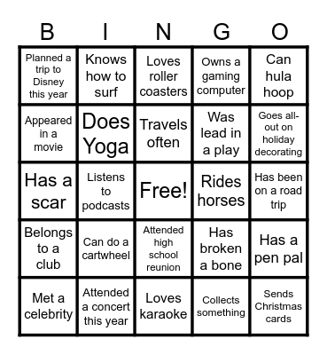 OTOY Getting to Know You Bingo Card