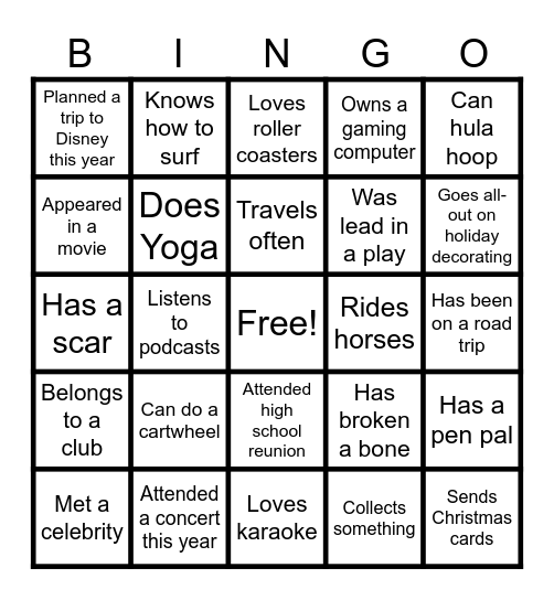 OTOY Getting to Know You Bingo Card