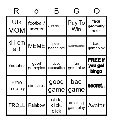 ROBLOX BINGO Card