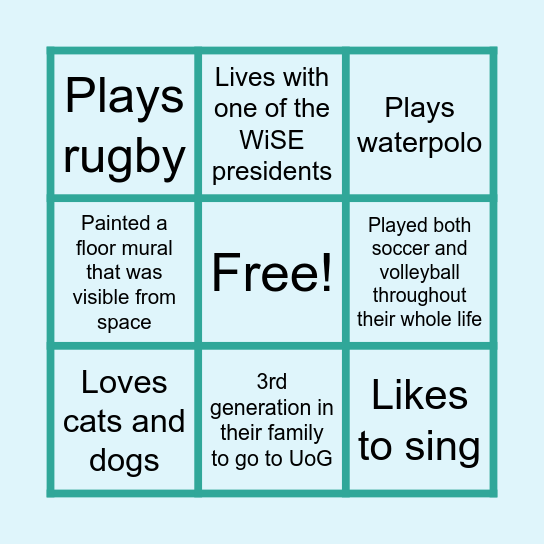 Match the Fun Fact with the Person! Bingo Card