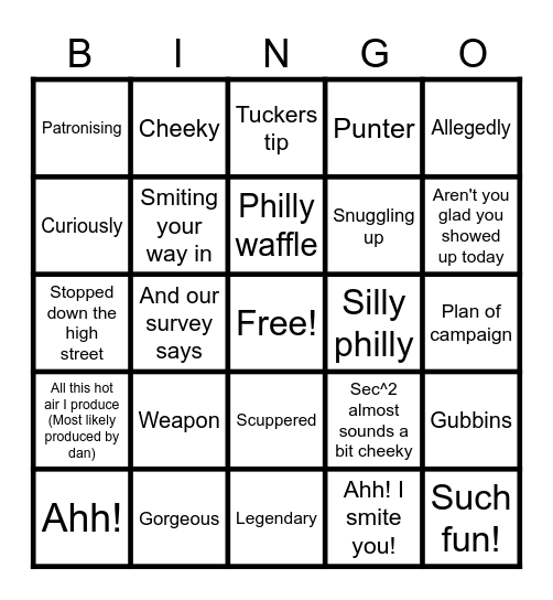 Philly waffle Bingo Card