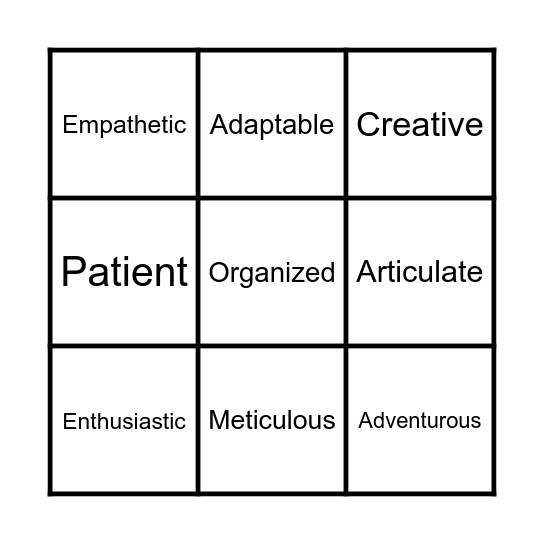 Strongest Camp Counselor Quality Bingo Card