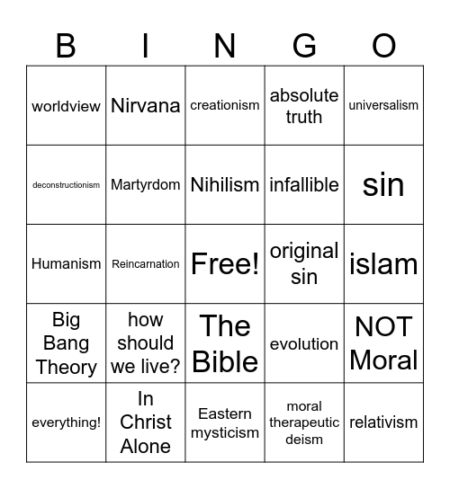Worldview Bingo Card