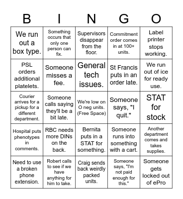 HS Bingo Card