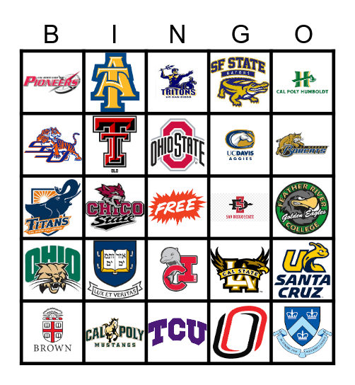 College Logo Bingo Card