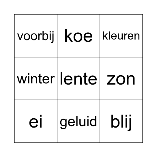 Lente Bingo Card