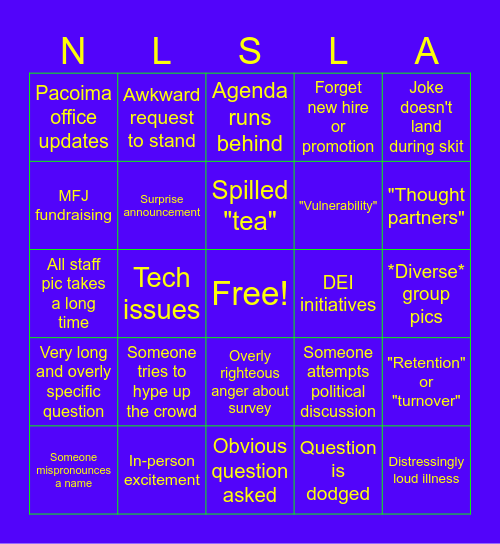 All Staff BINGO Card