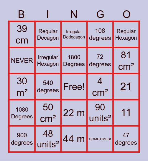 Polygon Bingo Card