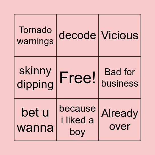 Sabrina Carpenter Bingo Card
