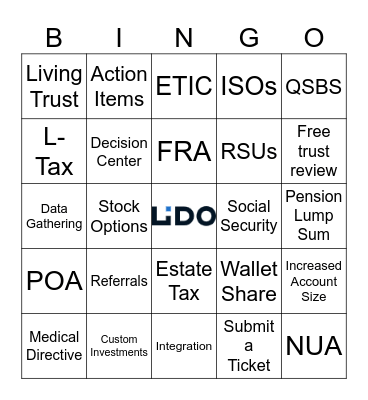 Financial Planning Bingo Card