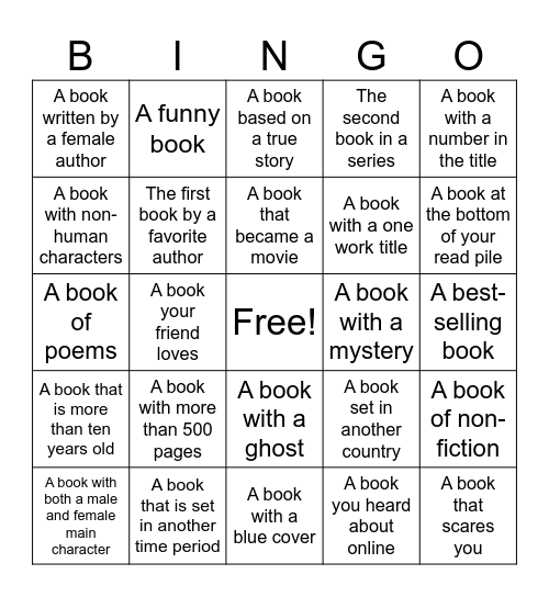 Book Club Bingo Card