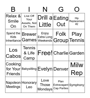 Jim's Semi-Retirement Bingo Card