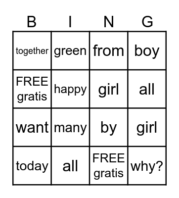 Fishing for Sight Words!! Bingo Card