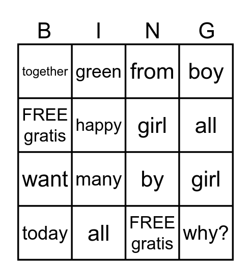 Fishing for Sight Words!! Bingo Card
