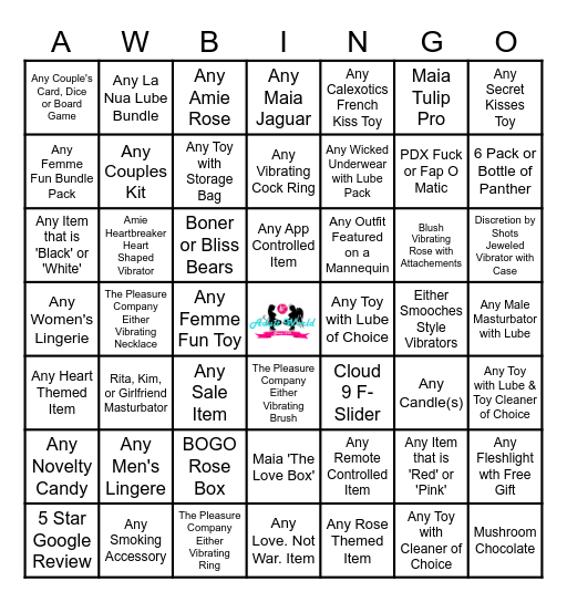 Adult World Valentine's Bingo! Bingo Card