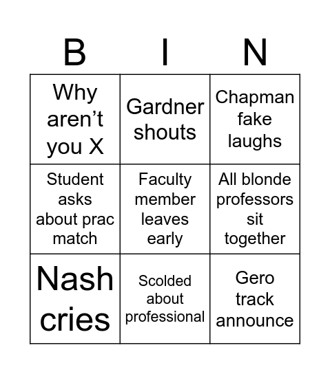 SOPP Meeting Bingo Card