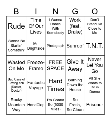 Music Bingo #27 Bingo Card