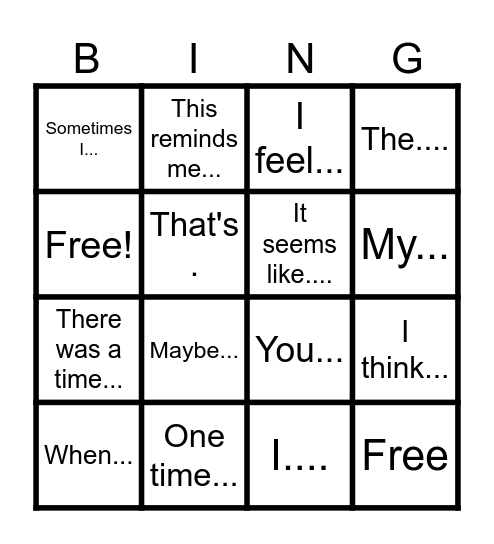 Comments BINGO Card